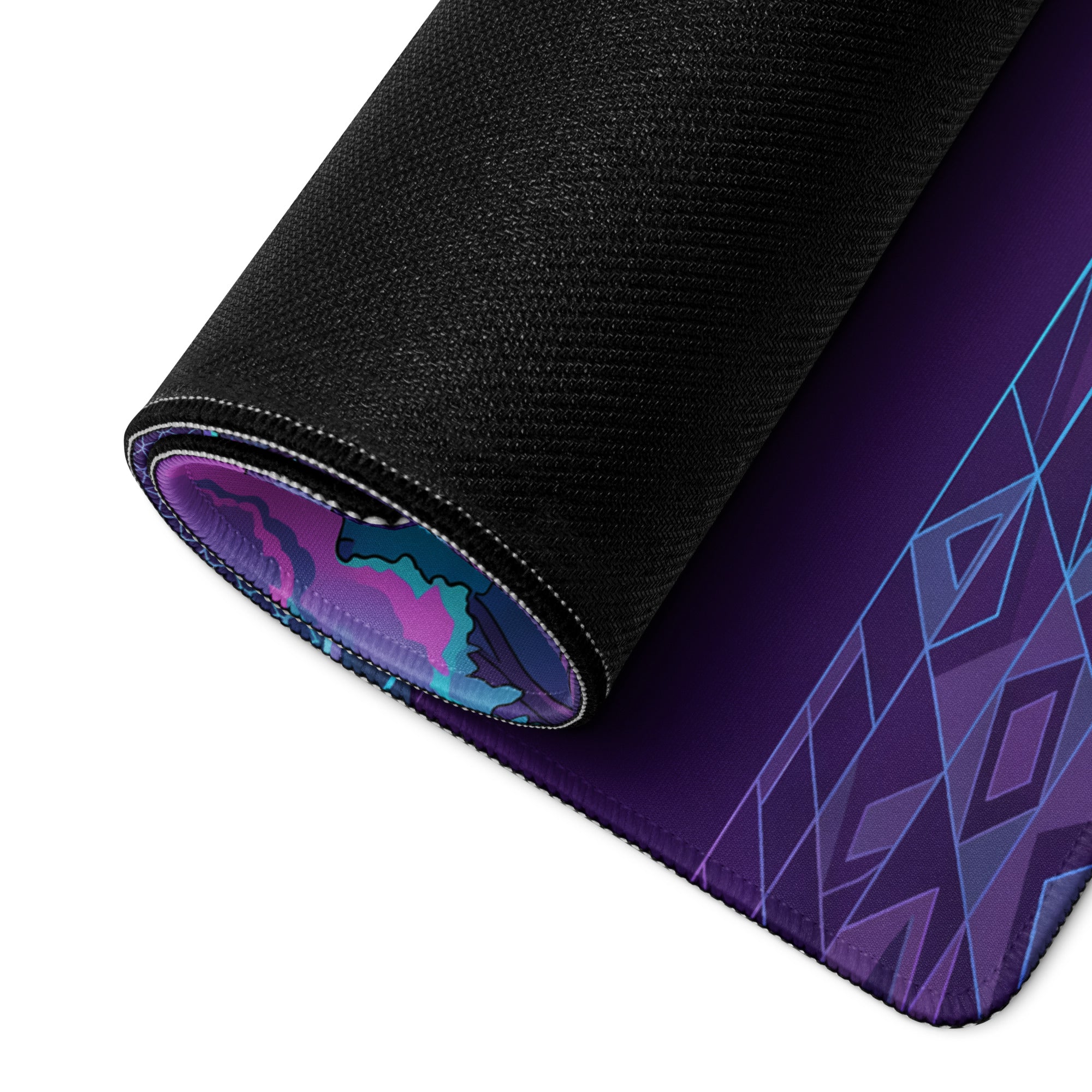 Nissan 350Z Z33 Inspired Purple Blue Vaporwave Gaming Mouse Pad, Neon JDM Sports Car Desk Mat with Retro Futuristic Forest Road Artwork