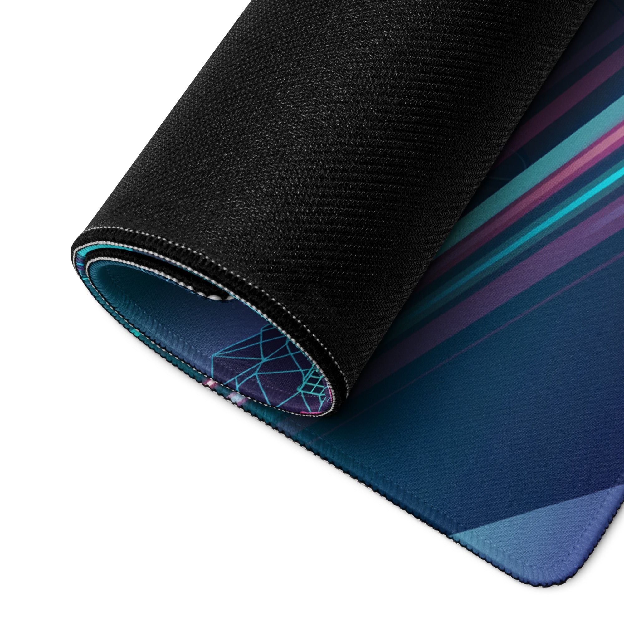 Mazda RX-7 FD Inspired Orange Blue Vaporwave Gaming Mouse Pad, Neon JDM Sports Car Desk Mat with Retro Futuristic Cyber City Highway Artwork