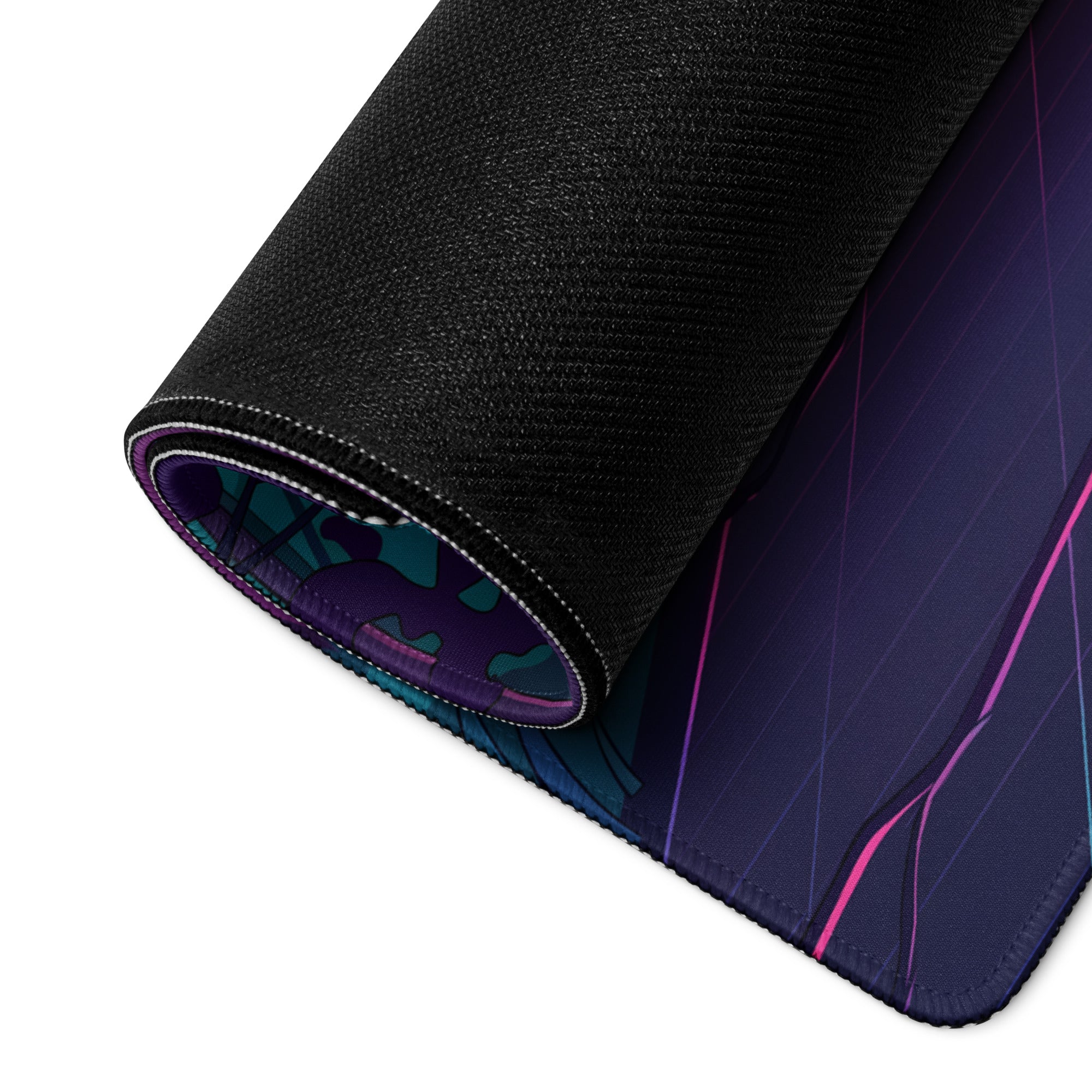 Nissan Z RZ34 Inspired White Purple Vaporwave Gaming Mouse Pad, Neon JDM Sports Car Desk Mat with Retro Futuristic Moonlit Forest Artwork