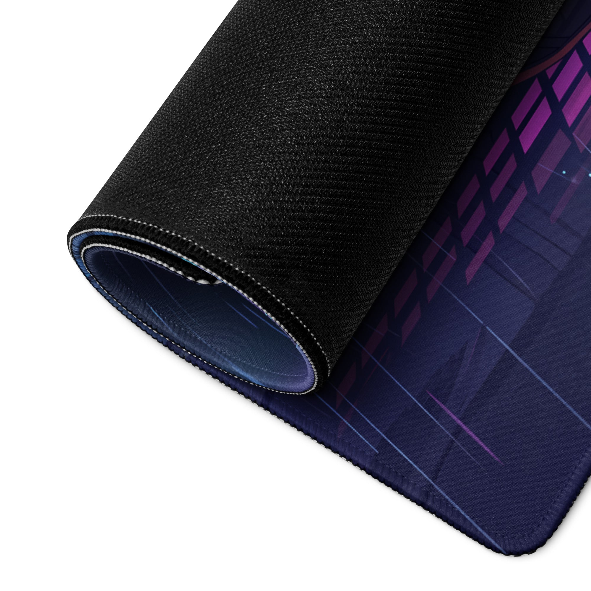 Nissan Skyline GT-R R34 Inspired Orange Blue Vaporwave Gaming Mouse Pad, Neon JDM Sports Car Desk Mat with Cyberpunk Rainforest Artwork