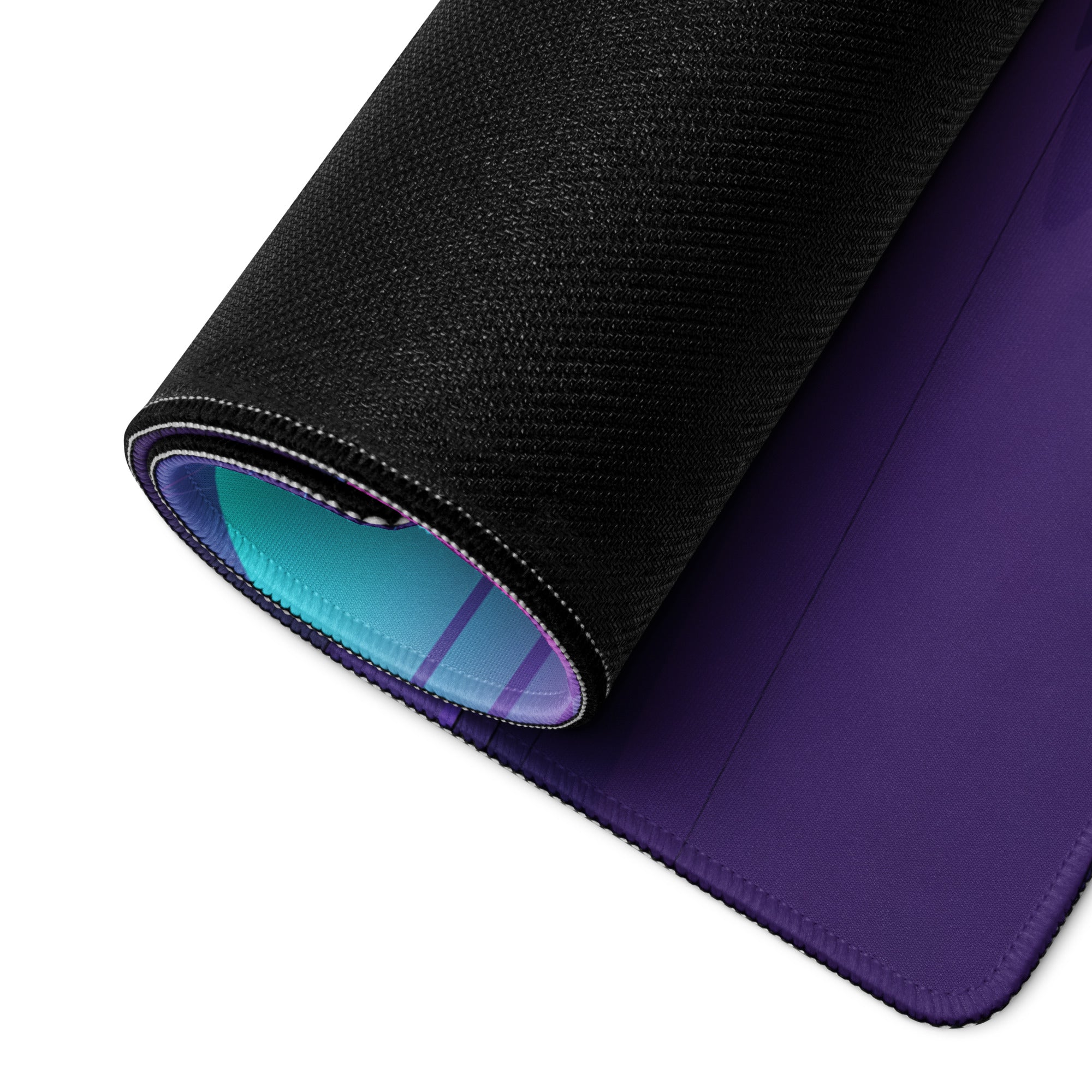 Infiniti Q50 Inspired Blue Purple Vaporwave Gaming Mouse Pad, Neon Japanese Luxury Sports Sedan Desk Mat with Retro Futuristic City Artwork