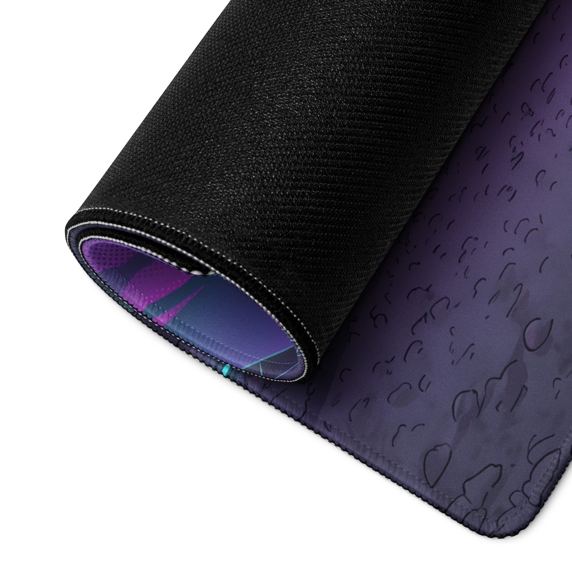 Lexus RC F Inspired Teal Purple Vaporwave Gaming Mouse Pad, Neon Japanese Luxury Sports Coupe Desk Mat with Retro Futuristic Mountain Sunset Artwork