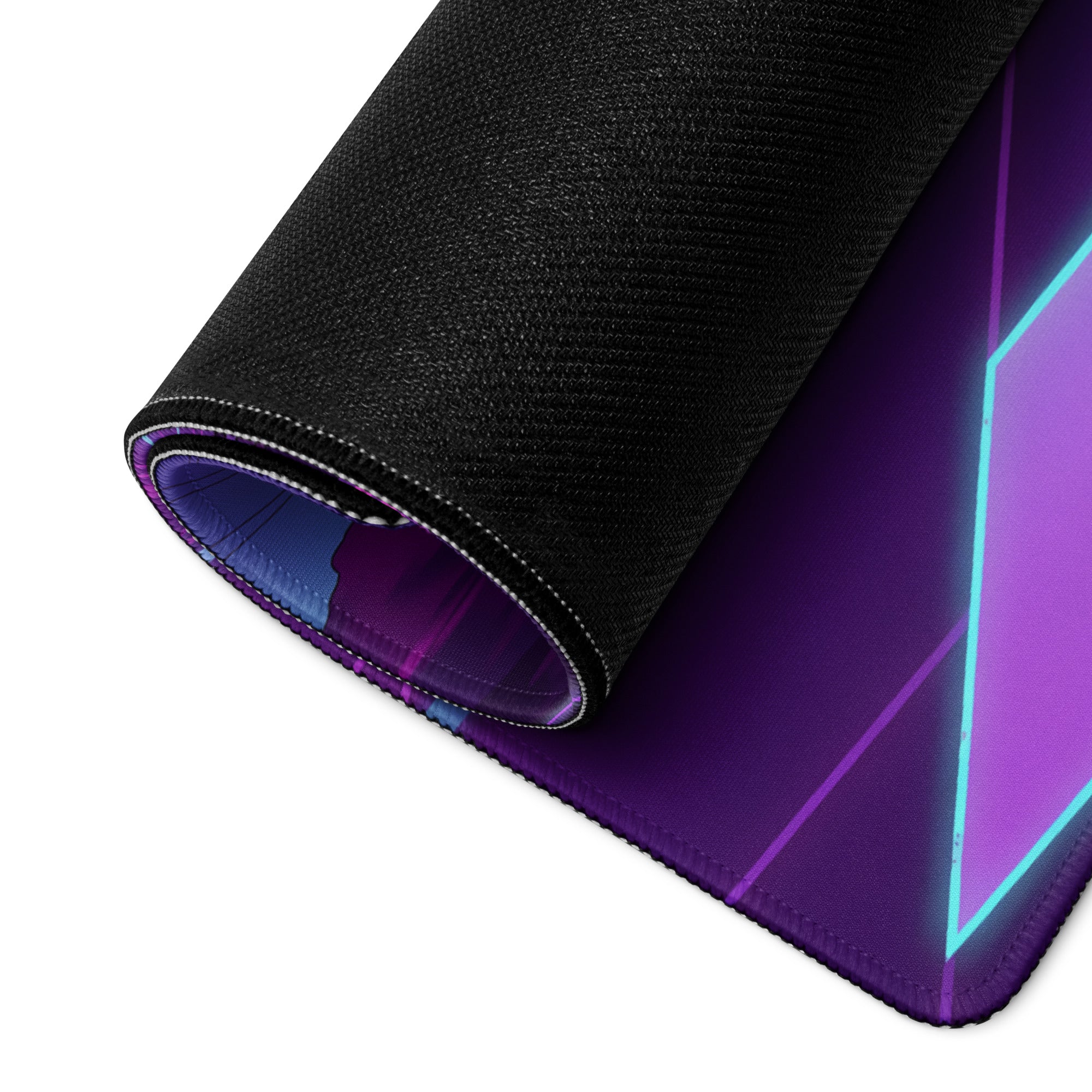 Nissan Skyline GT-R R34 Inspired Silver Purple Vaporwave Gaming Mouse Pad, Neon JDM Sports Car Desk Mat with Retro Futuristic City Grid Artwork