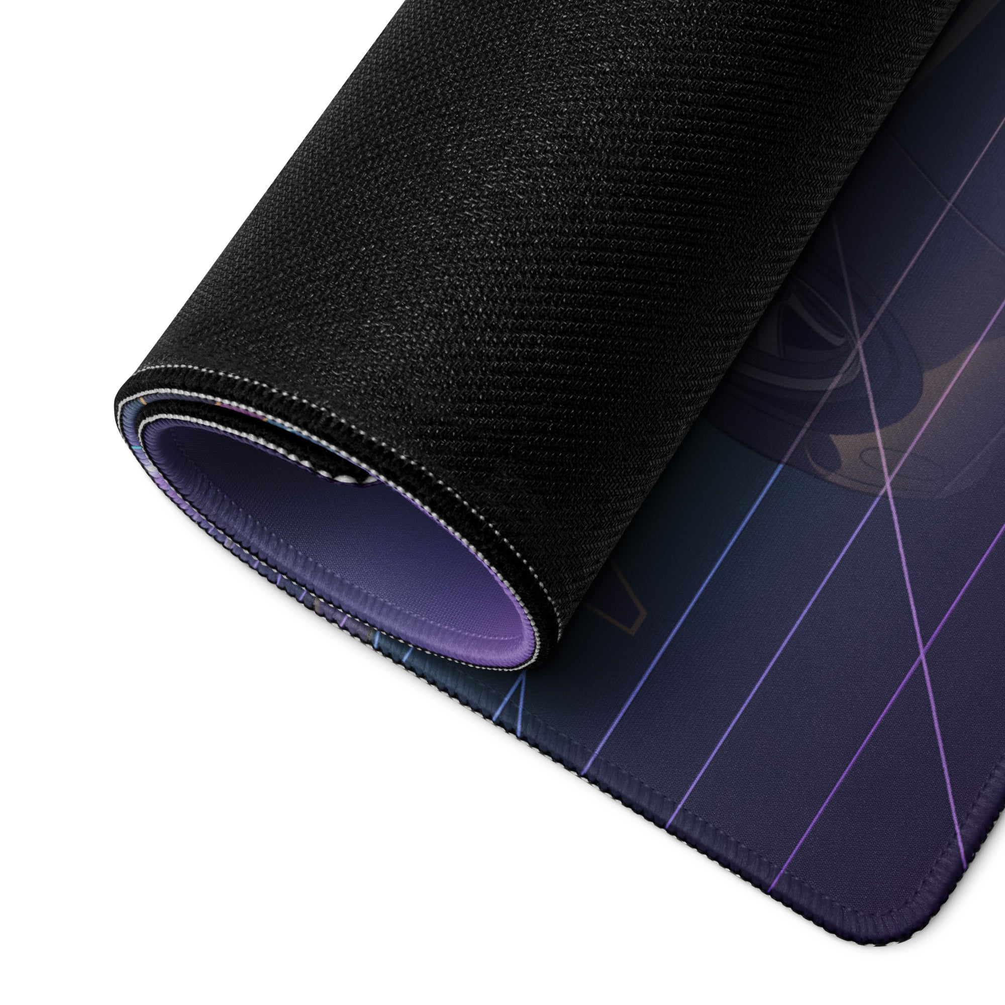 Nissan GT-R R35 Inspired Bronze Purple Vaporwave Gaming Mouse Pad, Neon JDM Supercar Desk Mat with Retro Futuristic Cyber City Artwork