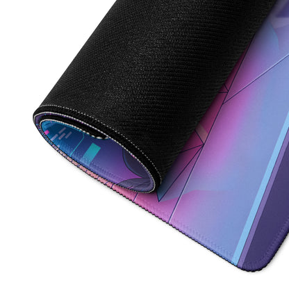 Subaru Impreza WRX STI Blobeye Inspired White Pink Vaporwave Gaming Mouse Pad, Neon JDM Rally Car Desk Mat with Futuristic Crystal Cyber Artwork