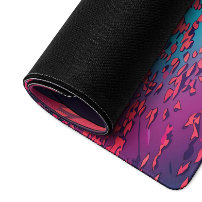 Mazda MX-5 Miata ND Inspired White Pink Vaporwave Gaming Mouse Pad, Japanese Roadster Desk Mat with Neon Forest and Dreamy Retro Artwork