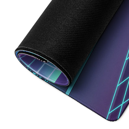 Honda NSX Inspired Red Cyan Vaporwave Gaming Mouse Pad, Neon JDM Supercar Desk Mat with Retro Futuristic Coastal Crystal Artwork