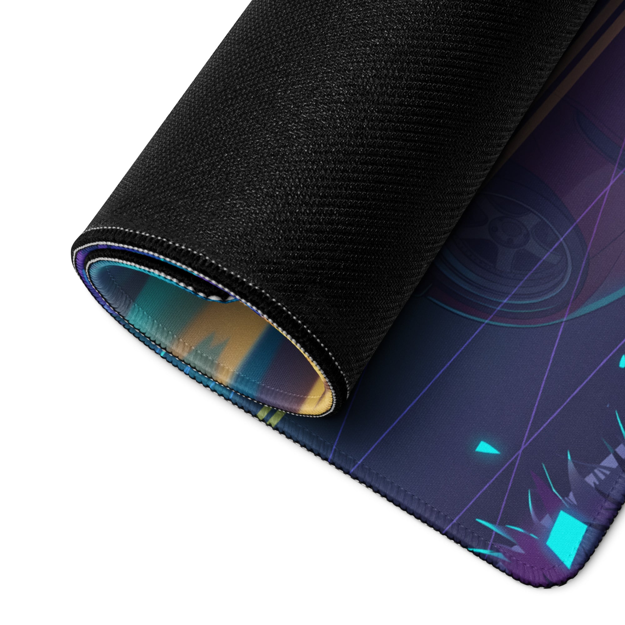Toyota GR Supra A90 Inspired Red Blue Vaporwave Gaming Mouse Pad, Neon JDM Sports Car Desk Mat with Retro Futuristic Mountain Road Artwork