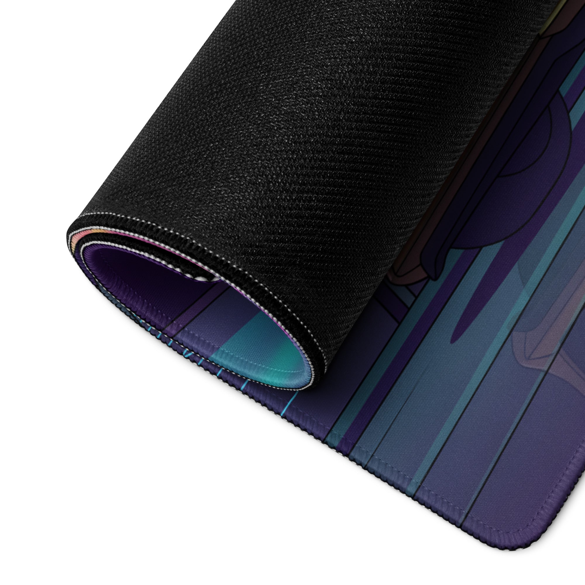 Nissan Z RZ34 Inspired Yellow Purple Vaporwave Gaming Mouse Pad, Neon JDM Sports Car Desk Mat with Retro Futuristic Sunset Grid Artwork