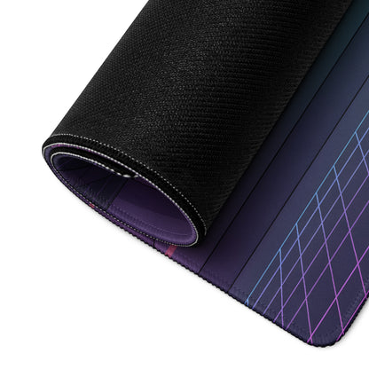 Subaru Impreza WRX STI Hatchback Inspired Red Purple Vaporwave Gaming Mouse Pad, Neon JDM Rally Car Desk Mat with Retro Futuristic City Artwork