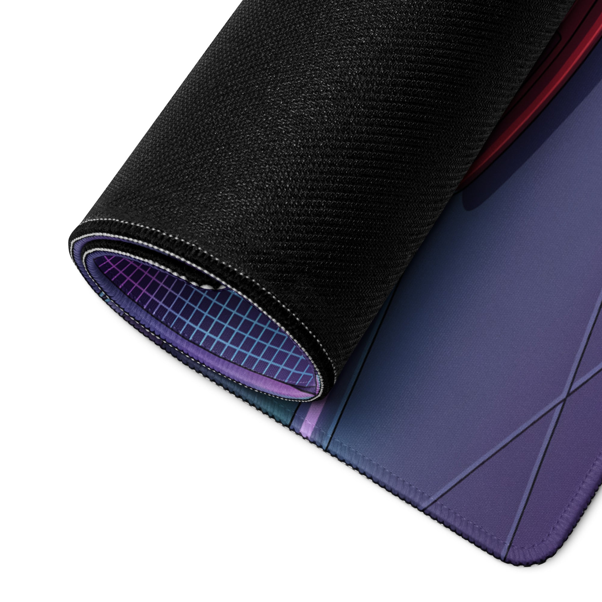 Honda NSX Inspired Red Purple Vaporwave Gaming Mouse Pad, Neon JDM Supercar Desk Mat with Retro Futuristic City Skyline Artwork