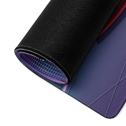 Honda NSX Inspired Red Purple Vaporwave Gaming Mouse Pad, Neon JDM Supercar Desk Mat with Retro Futuristic City Skyline Artwork