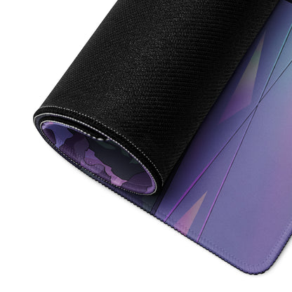 Mitsubishi Lancer Evolution IX Inspired White Purple Vaporwave Gaming Mouse Pad, Neon JDM Tuner Car Desk Mat with Retro Futuristic Night Art