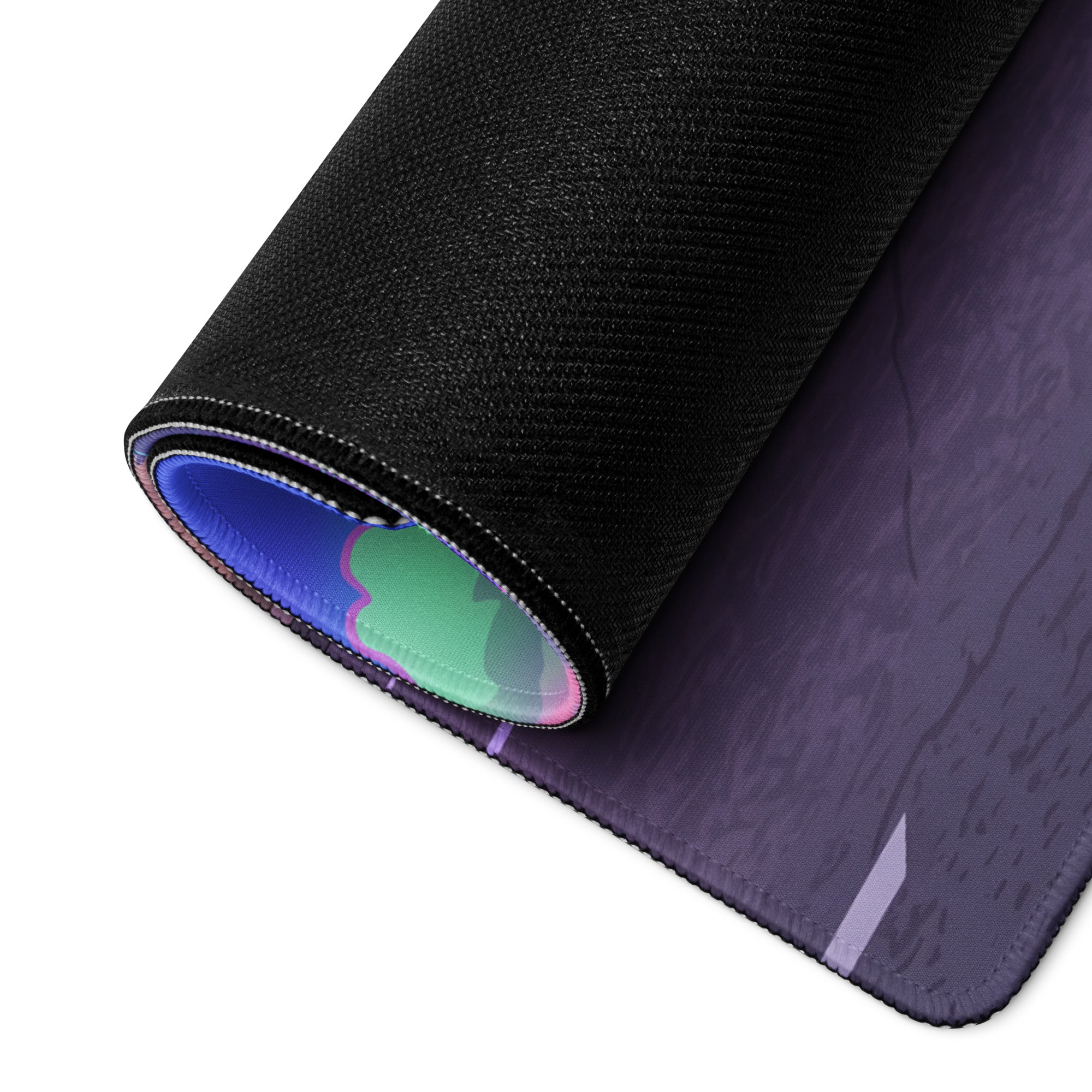 Nissan 370Z Z34 Inspired Magenta Blue Vaporwave Gaming Mouse Pad, Neon JDM Sports Car Desk Mat with Retro Futuristic Highway Cloud Artwork