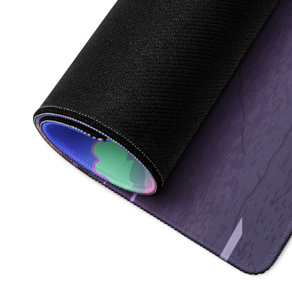 Nissan 370Z Z34 Inspired Magenta Blue Vaporwave Gaming Mouse Pad, Neon JDM Sports Car Desk Mat with Retro Futuristic Highway Cloud Artwork
