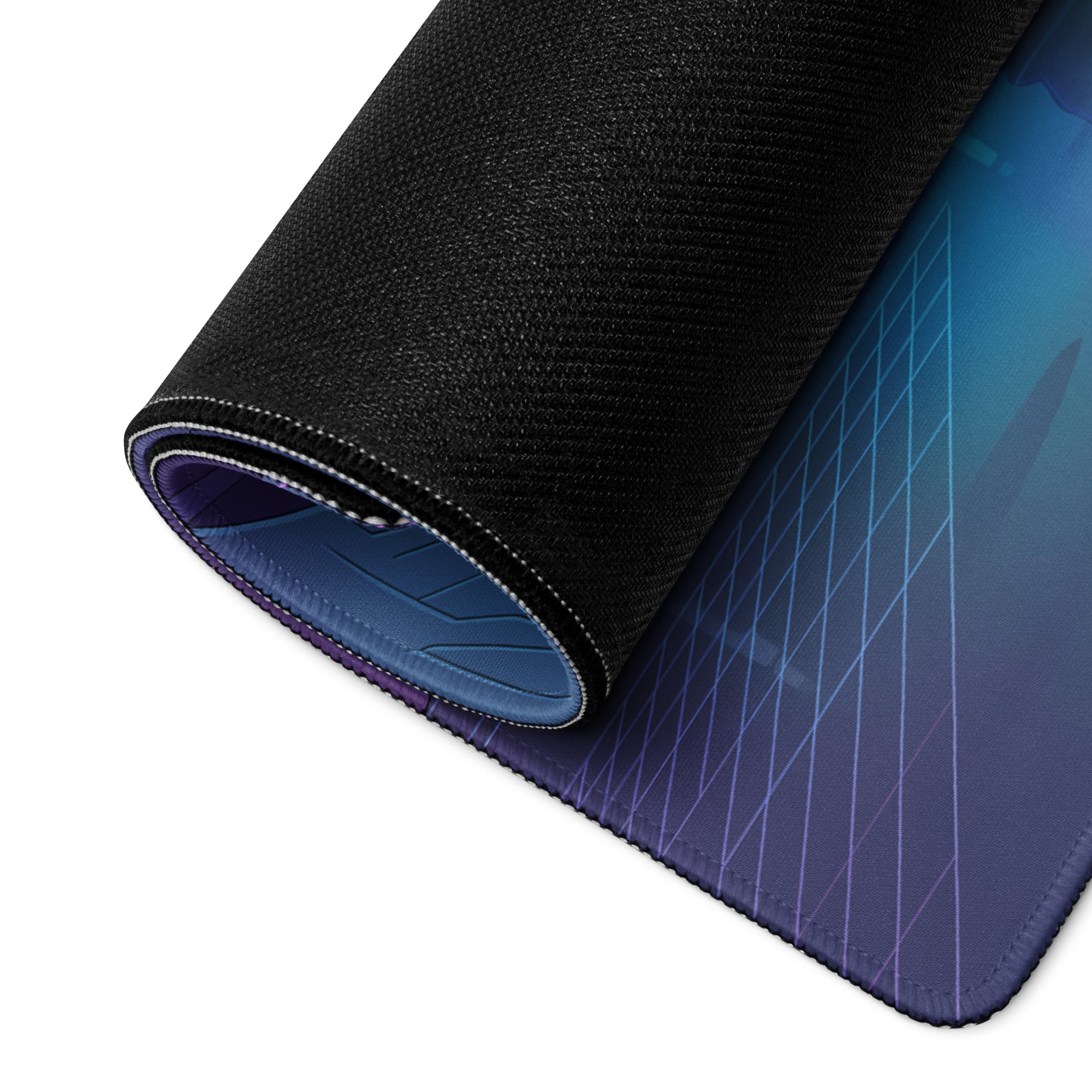 Subaru Impreza WRX Wagon Inspired Black Purple Vaporwave Gaming Mouse Pad, Neon JDM Tuner Car Desk Mat with Retro Futuristic Cyber City Art