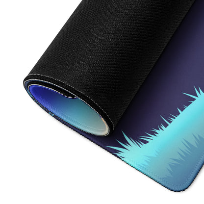 Toyota GR Supra A90 Inspired Red Blue Vaporwave Gaming Mouse Pad, Neon JDM Sports Car Desk Mat with Retro Futuristic Sunset Mountain Art