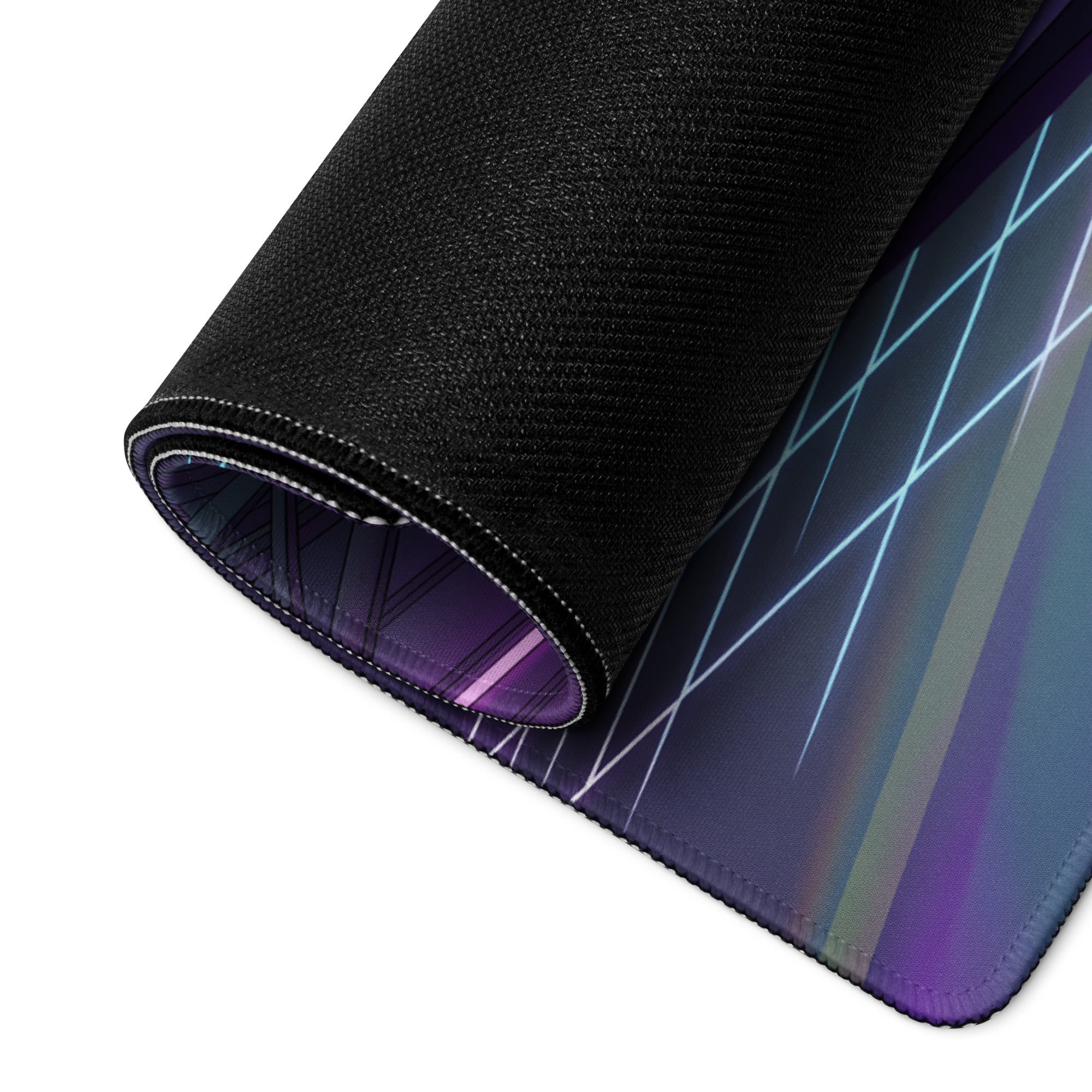 Toyota Supra MK4 Inspired White Purple Vaporwave Gaming Mouse Pad, Neon Retro Futuristic JDM Garage Desk Mat with Synthwave Sports Car Art