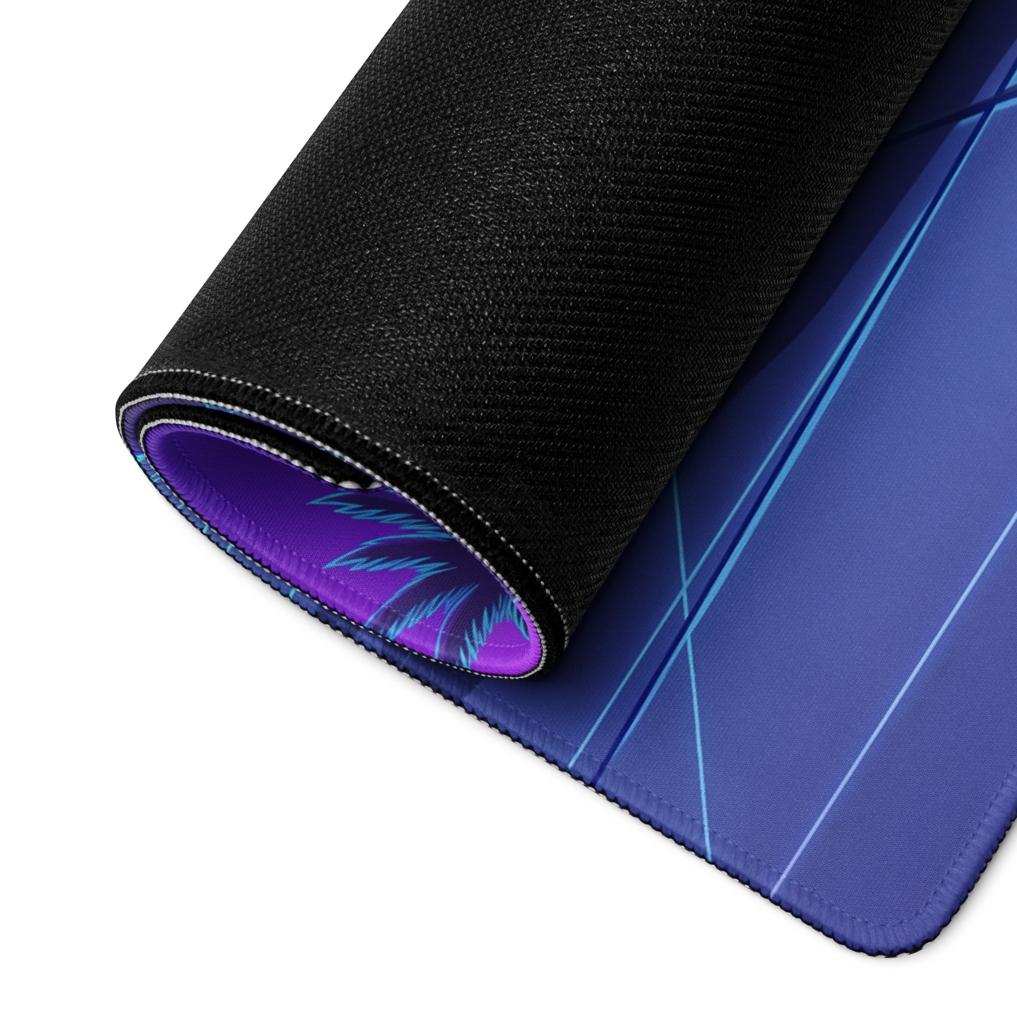 Toyota GR86 Inspired Blue Purple Vaporwave Gaming Mouse Pad, Neon Retro Futuristic JDM Desk Mat with Synthwave Palm Tree Sports Car Art