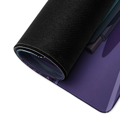 Toyota Supra MK4 Inspired Mint Green Purple Vaporwave Gaming Mouse Pad, Neon Retro Futuristic JDM Forest Road Desk Mat with Synthwave Sports Car Art