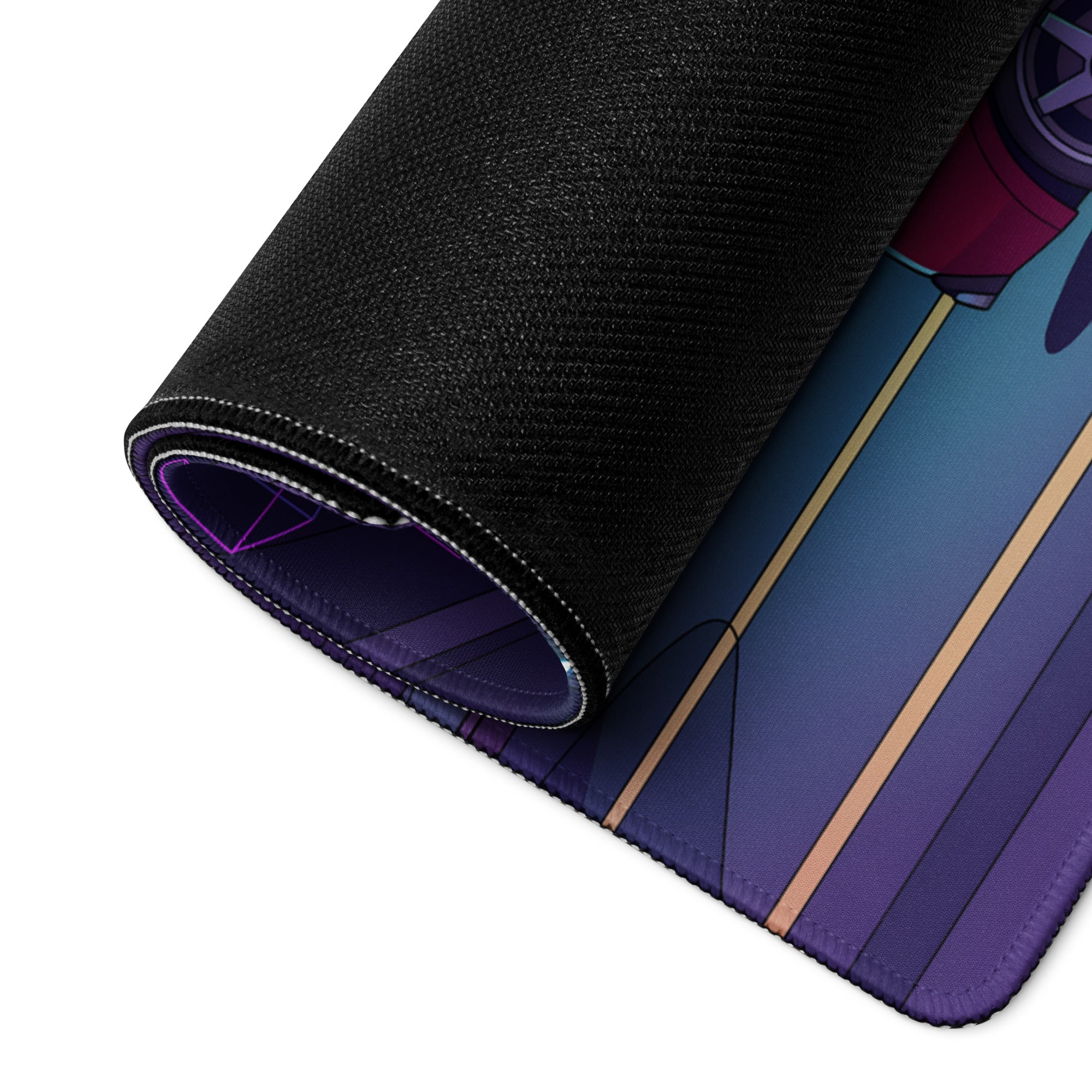 Subaru Impreza WRX STI Inspired Red Purple Vaporwave Gaming Mouse Pad, Neon Retro Futuristic JDM Desk Mat with Synthwave Palm Tree Rally Car Art