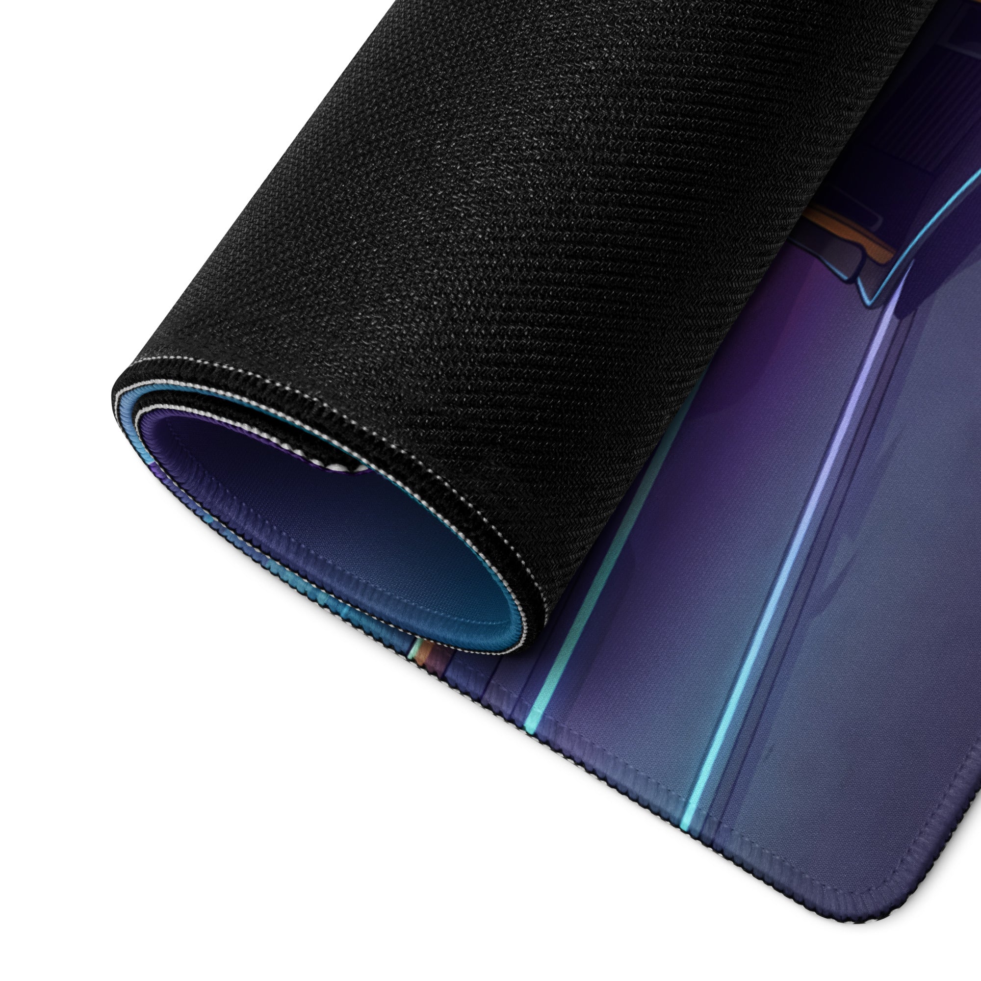 Nissan GT-R R35 Inspired Gold Blue Vaporwave Gaming Mouse Pad, Neon Toronto Skyline JDM Desk Mat with Retro Futuristic Sports Car Art