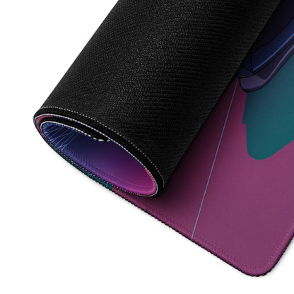 Nissan 370Z Z34 Inspired Blue Purple Vaporwave Gaming Mouse Pad, Neon Retro Futuristic JDM Desk Mat with Synthwave Coastal Sports Car Art