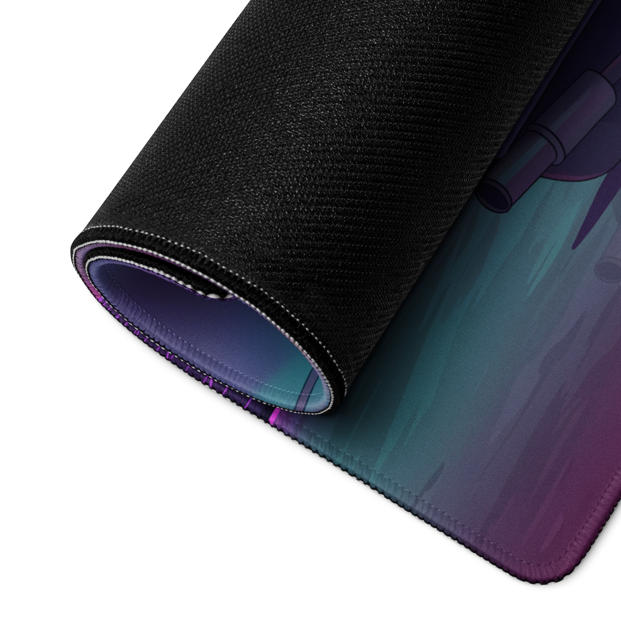 Toyota Supra MK4 Inspired White Purple Vaporwave Gaming Mouse Pad, Neon Retro Futuristic JDM Desk Mat with Synthwave Sunset Sports Car Art