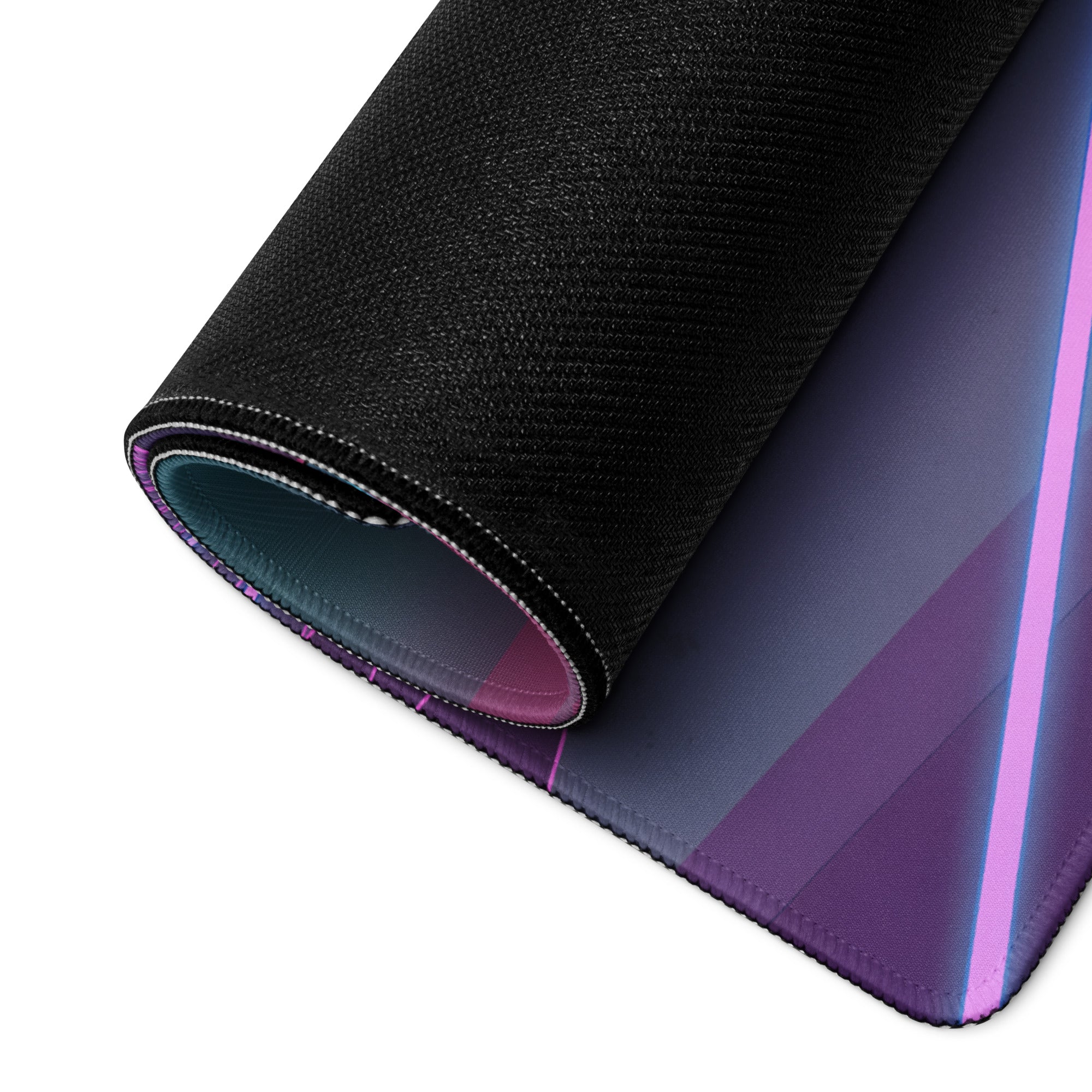 Ford Mustang Shelby GT500 Inspired Gray Vaporwave Gaming Mouse Pad – Neon Pink Blue Cityscape Desk Mat with Retro Futuristic Palm Tree Art
