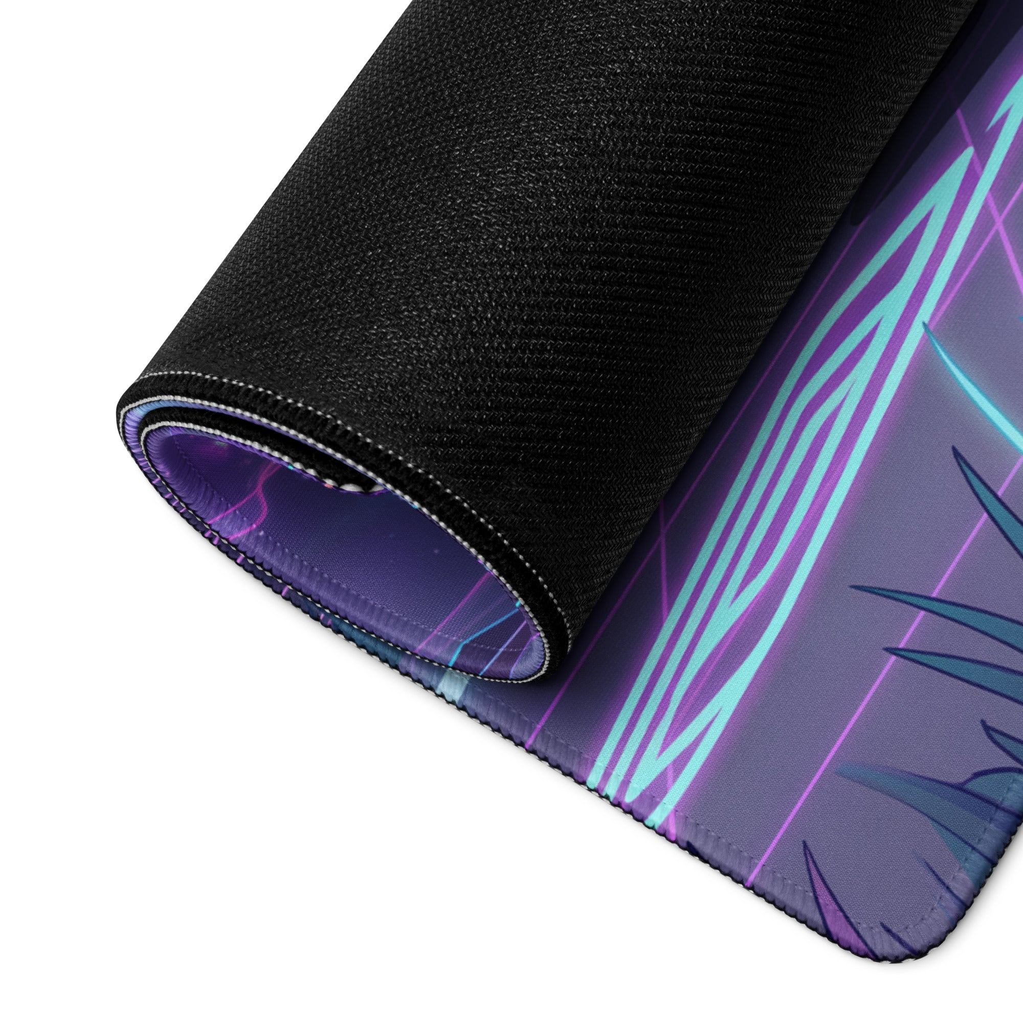 Chevrolet Corvette C6 Z06 Inspired Red Vaporwave Gaming Mouse Pad – Neon Purple Retro Futuristic Road Desk Mat with Palm Trees and Cosmic Synthwave Art