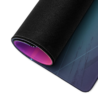Ford Mustang Dark Horse Inspired Red Vaporwave Gaming Mouse Pad – Neon Blue Desert Highway Desk Mat with Retro Futuristic Mountains and Synthwave Art