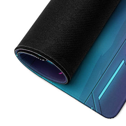 Chevrolet Corvette C8 Z06 Inspired Silver Vaporwave Gaming Mouse Pad – Neon Blue Pink Futuristic Garage Desk Mat with Cyberpunk Automotive Art