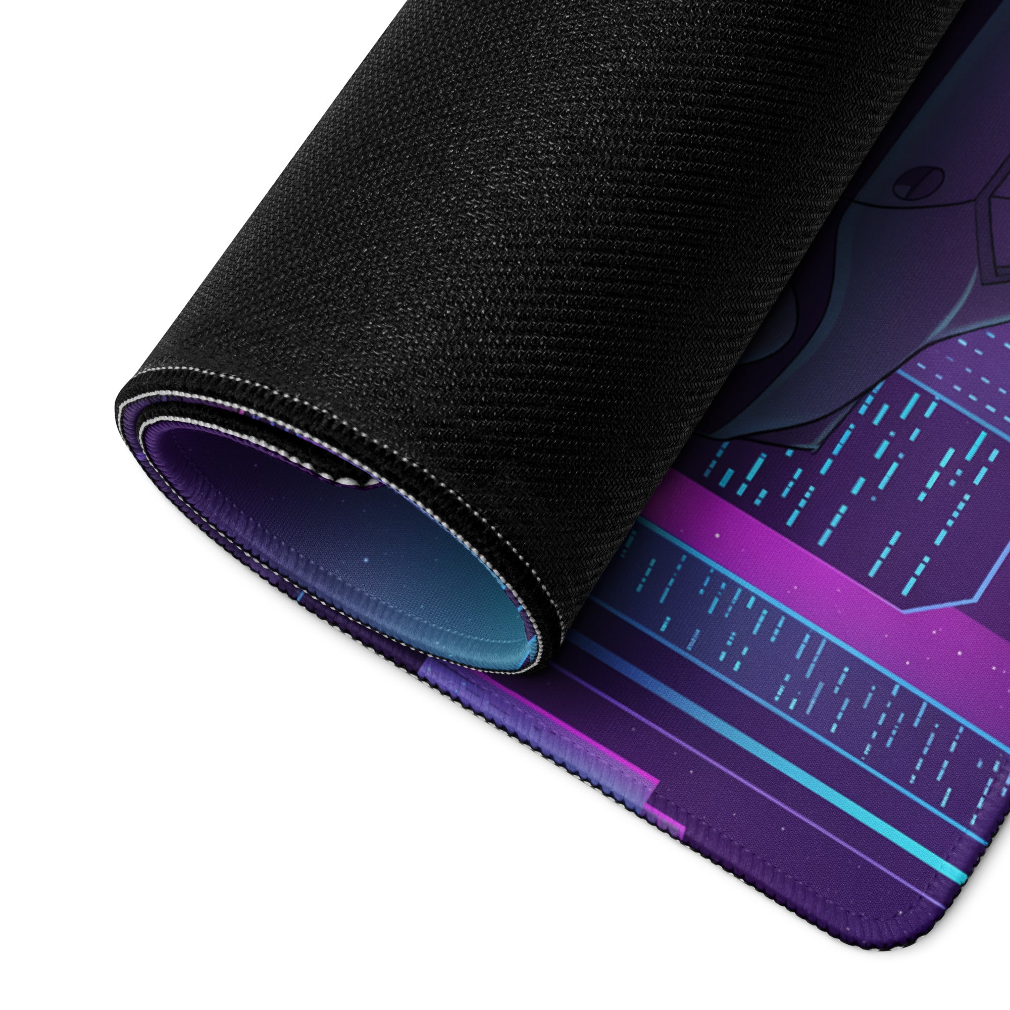 Dodge Challenger SRT Hellcat Inspired Black Vaporwave Gaming Mouse Pad – Neon Blue Purple City Skyline Desk Mat with Retro Futuristic Reflection Art