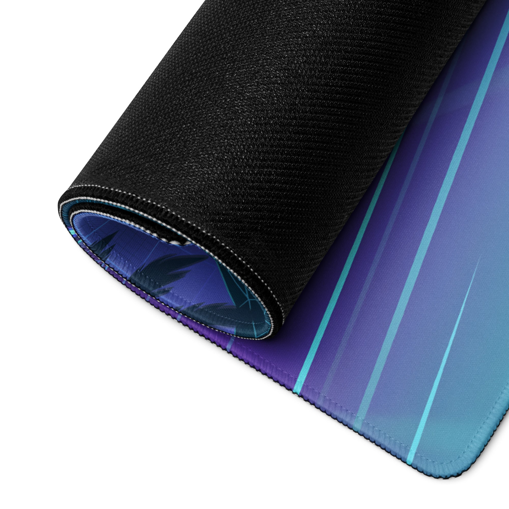 Ford Mustang Boss 302 Inspired Blue Vaporwave Gaming Mouse Pad – Neon Purple Highway Desk Mat with Palm Trees, Retro Grid Mountains and Synthwave Art