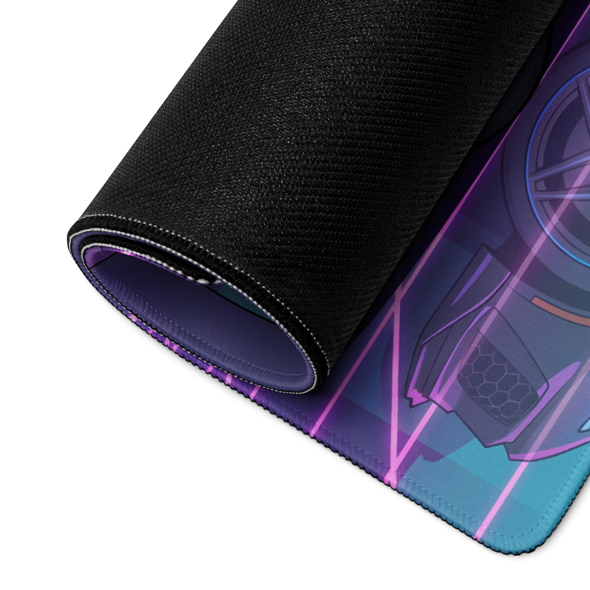 Chevrolet Corvette C7 ZR1 Inspired Gray Vaporwave Gaming Mouse Pad – Neon Pink Blue Retro Garage Desk Mat with Palm Sunset and Futuristic Grid Art