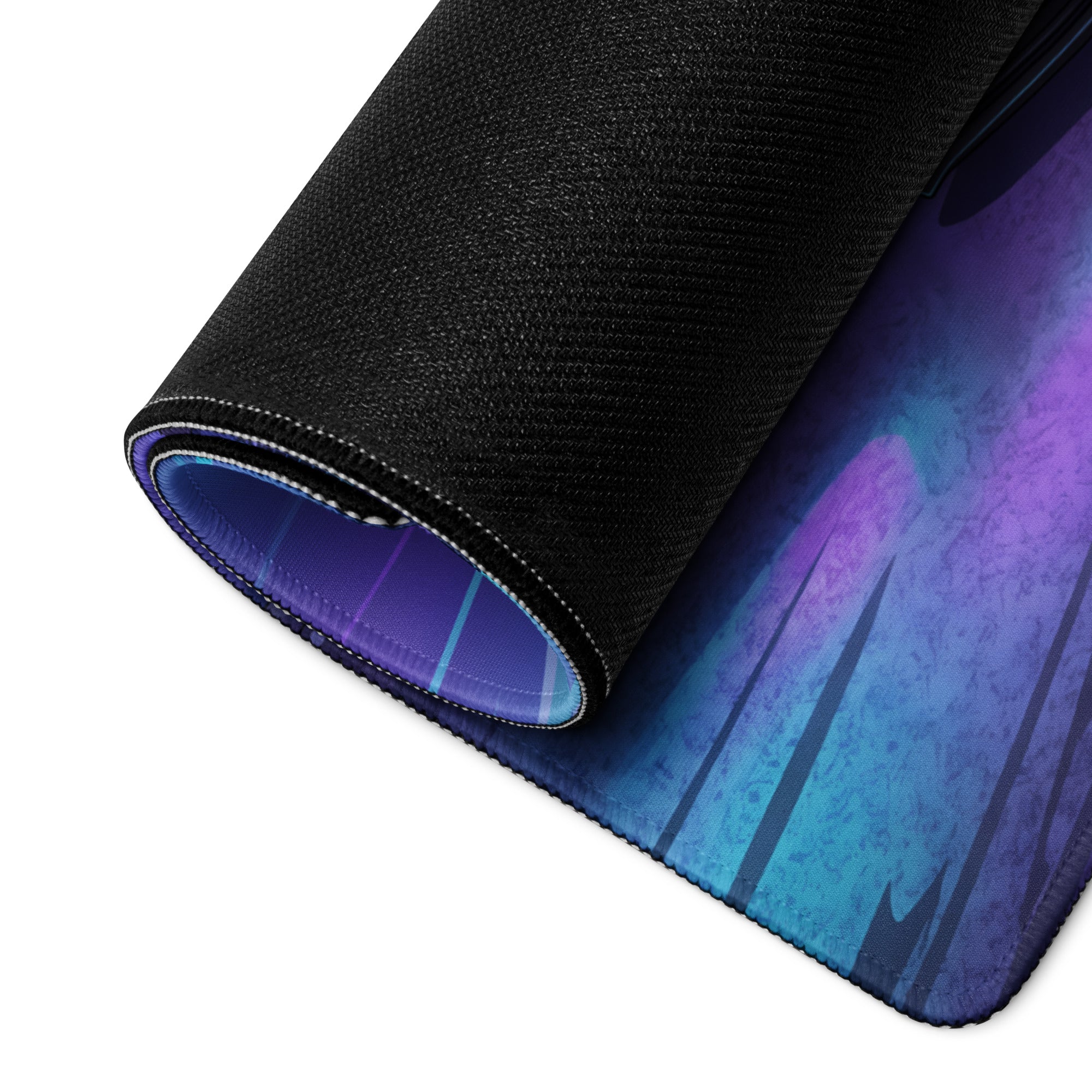 Ford Mustang GTD Inspired Gray Vaporwave Gaming Mouse Pad – Neon Purple Cyan Drift Track Desk Mat with Retro Futuristic Night Racing Art