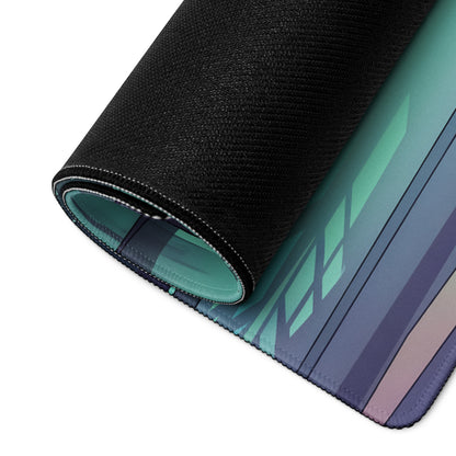 Chevrolet Corvette C6 Z06 Inspired Blue Vaporwave Gaming Mouse Pad – Neon Cyan Urban Overpass Desk Mat with Retro Futuristic City Art