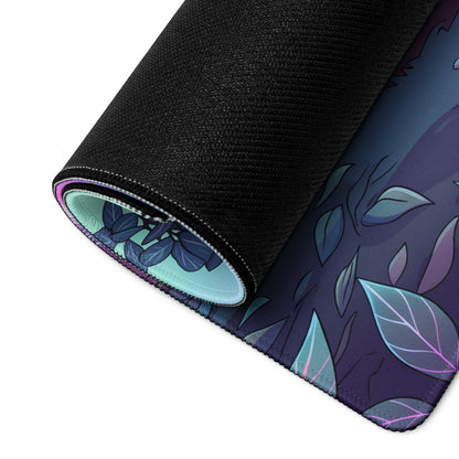Ford Mustang GT Inspired Red Vaporwave Gaming Mouse Pad – Purple Neon Redwood Forest Desk Mat with Retro Grid Road and Dreamy Synthwave Art