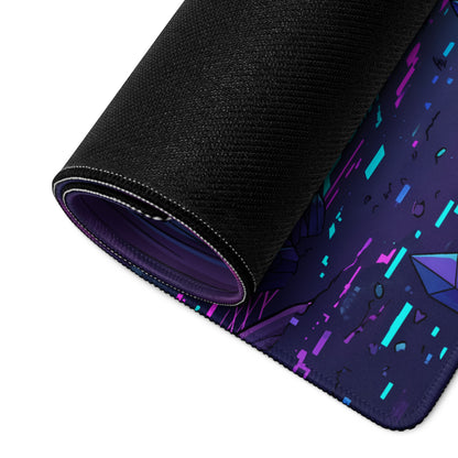 Ford Mustang Shelby GT500 Inspired Red Vaporwave Gaming Mouse Pad – Neon Cyan Purple Redwood Forest Desk Mat with Crystals and Futuristic Art