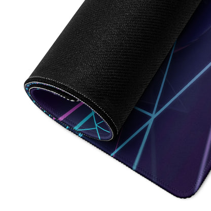 Ford Mustang GTD Inspired Blue Vaporwave Gaming Mouse Pad – Neon Cyan Pink Cyber Grid Desk Mat with Retro Futuristic Geometric Landscape Art