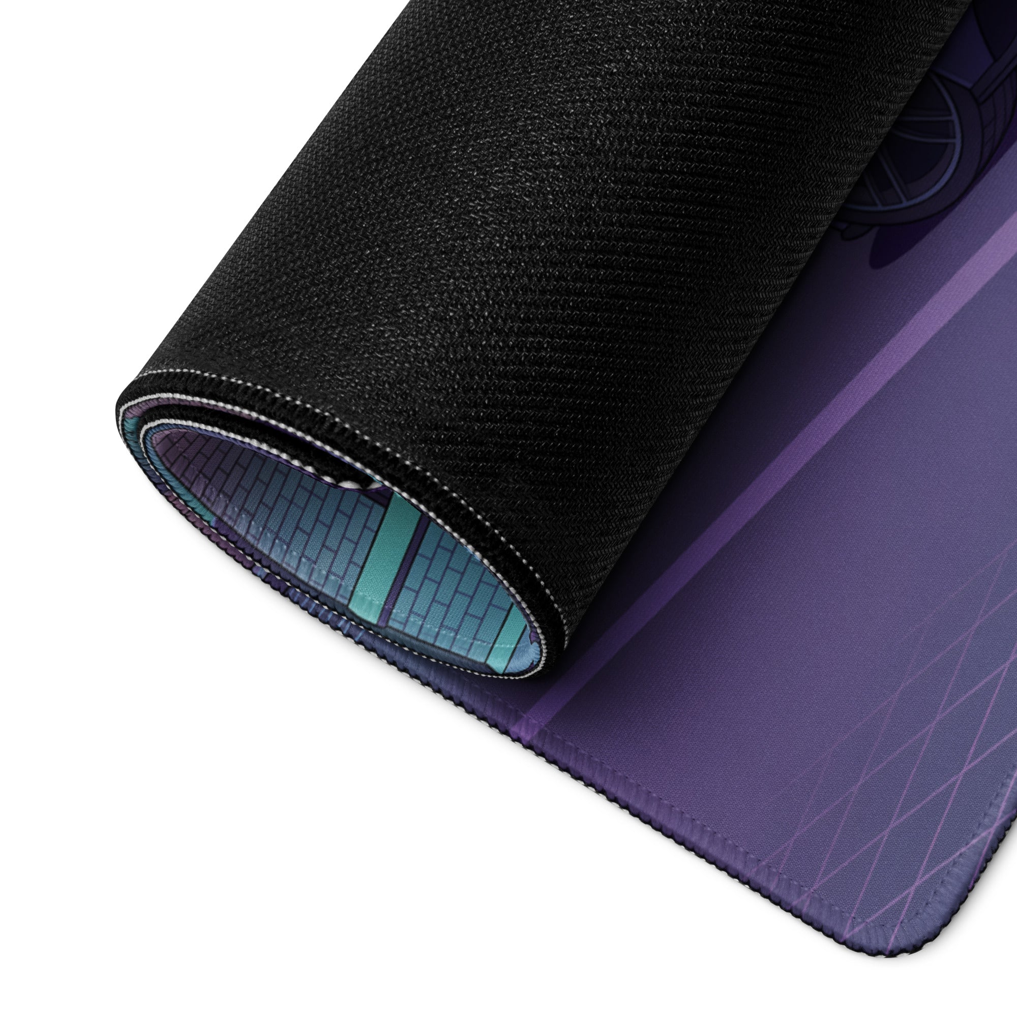 Ford GT Inspired Blue Vaporwave Gaming Mouse Pad – Neon Purple City Street Desk Mat with Retro Futuristic Palm Trees and Cyber Grid Art