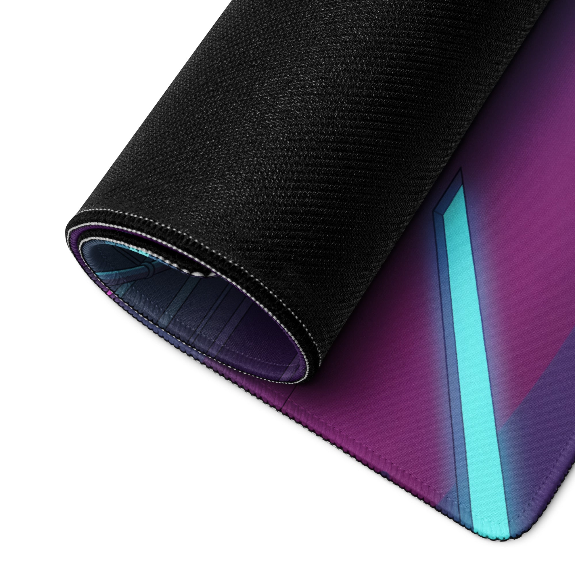 Lamborghini Huracán Inspired White Vaporwave Gaming Mouse Pad – Neon Pink and Cyan Parking Garage Desk Mat with Retro Futuristic Cityscape Art