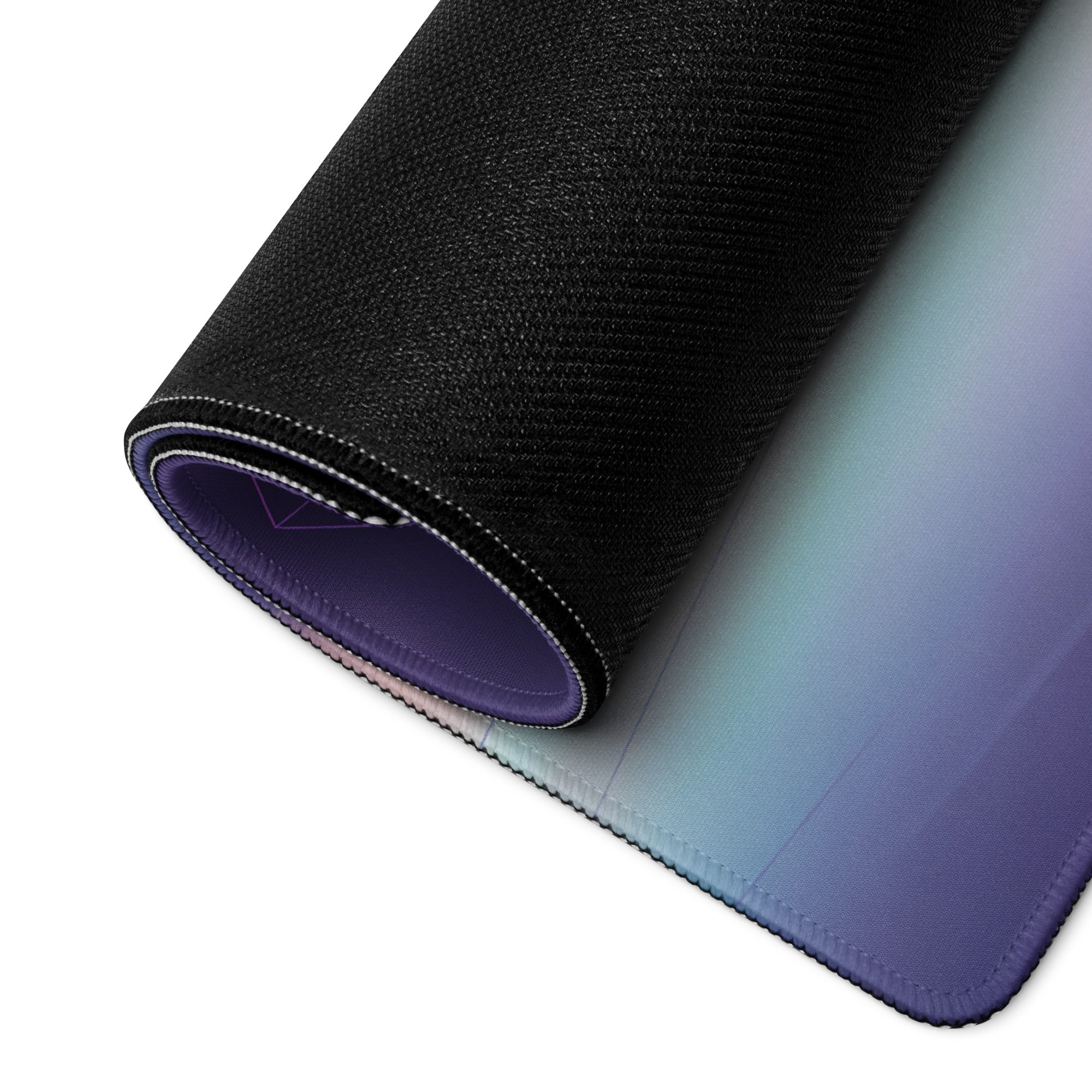 Porsche 911 GT3 R Inspired White Vaporwave Gaming Mouse Pad – Pastel Purple Futuristic Desk Mat with Abstract Glitch Art and Dreamy Synthwave Atmosphere