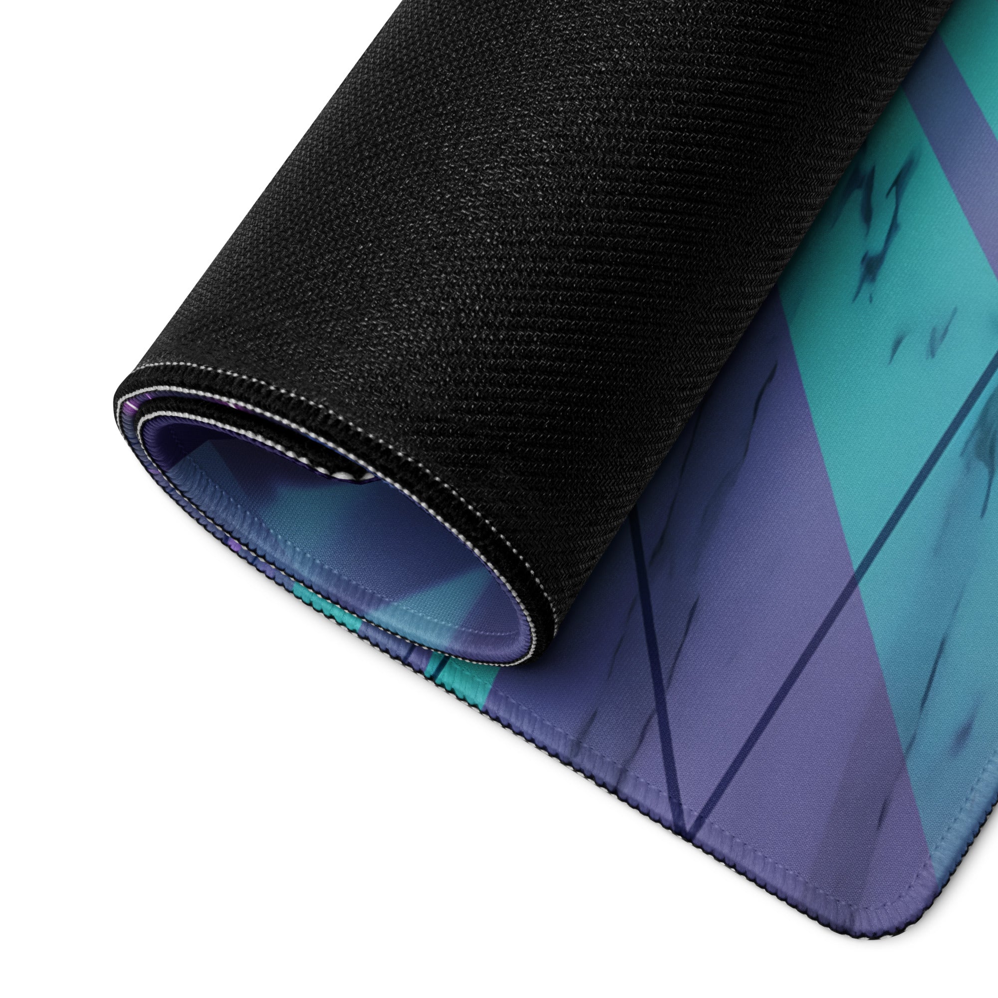 Porsche 911 GT2 RS Inspired White Vaporwave Gaming Mouse Pad – Neon Cyan Pink Geometric Desk Mat with Palm Sunset and Retro Futuristic Synthwave Art