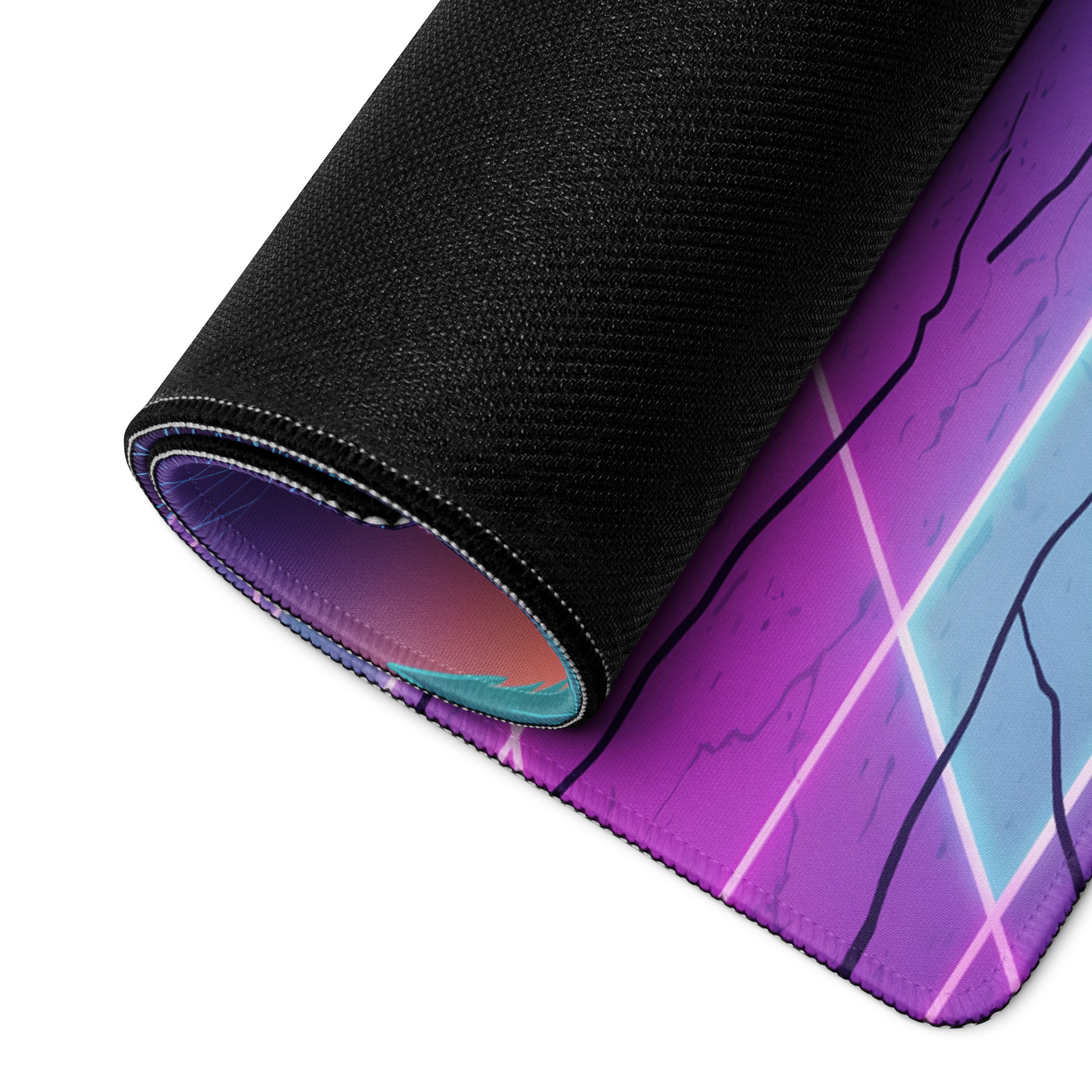 Nissan GT-R R35 Inspired Black Red Vaporwave Gaming Mouse Pad – Neon Pink Cyan Grid Desk Mat with Retro Futuristic Mountains and Synthwave Sunset Art