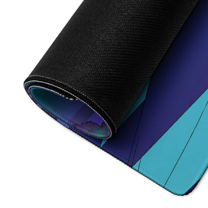 McLaren Senna Inspired Dark Gray Vaporwave Gaming Mouse Pad – Neon Purple Cyan Runway Desk Mat with Retro Futuristic Sunset and Synthwave Racing Art