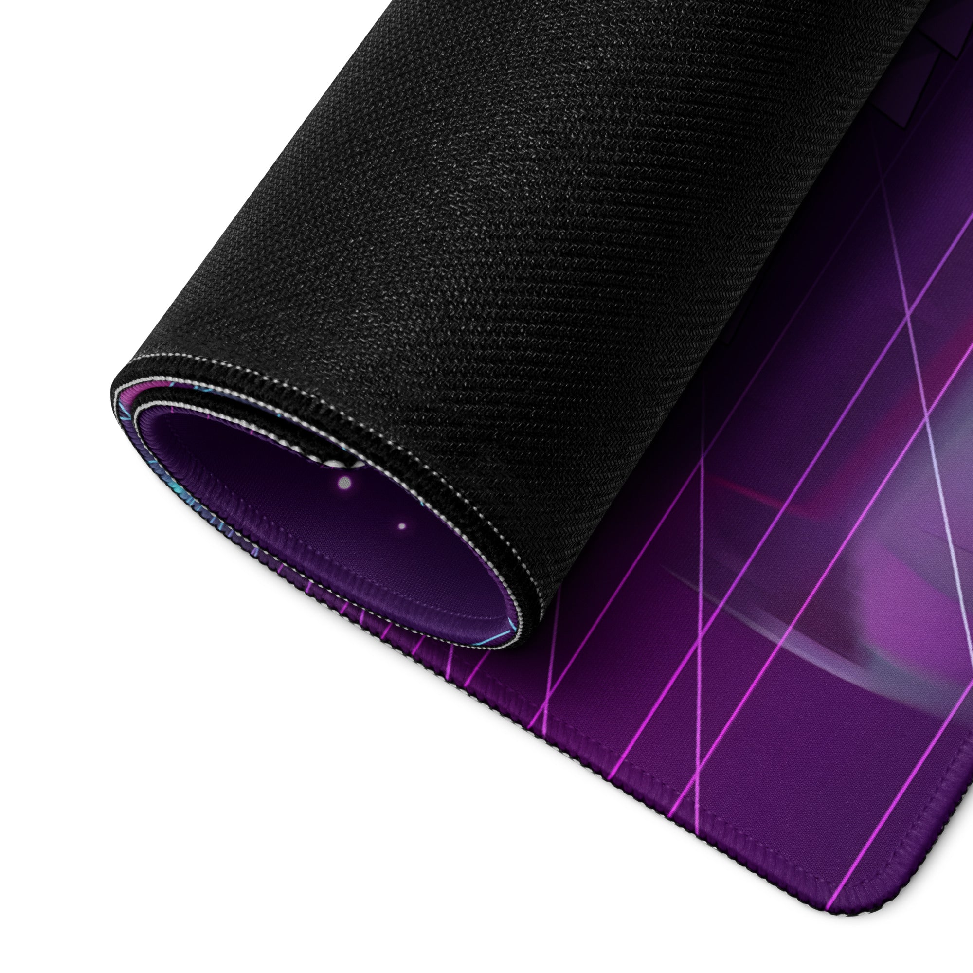 Nissan GT-R R35 Inspired White Vaporwave Gaming Mouse Pad – Neon Purple Cyan Grid Desk Mat with Geometric Mountains, Palm Tree and Synthwave Sunset Art