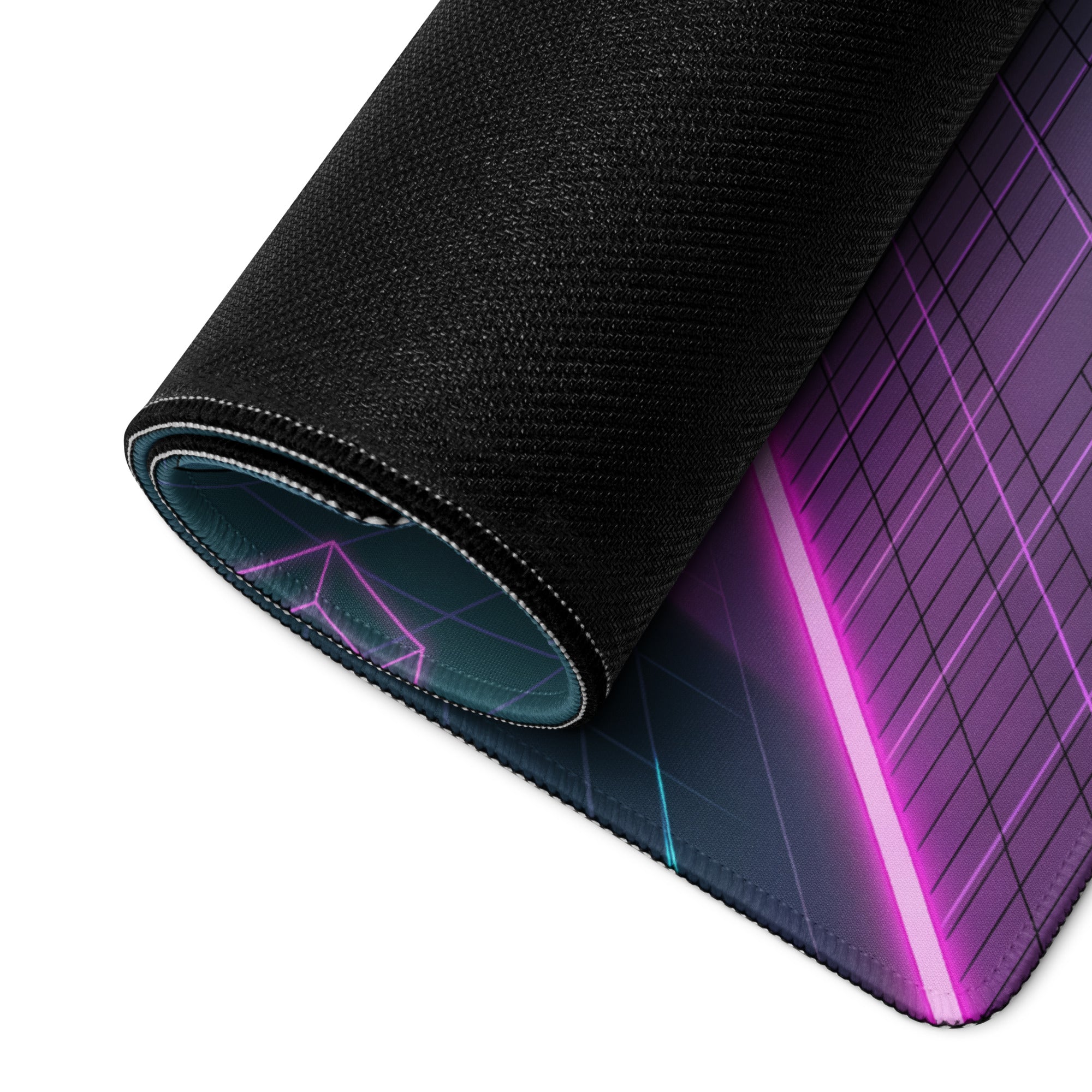 Pagani Zonda Inspired White Vaporwave Gaming Mouse Pad – Neon Pink Cyan Tunnel Desk Mat with Pixel Clouds, Geometric Shapes and Retro Synthwave Art