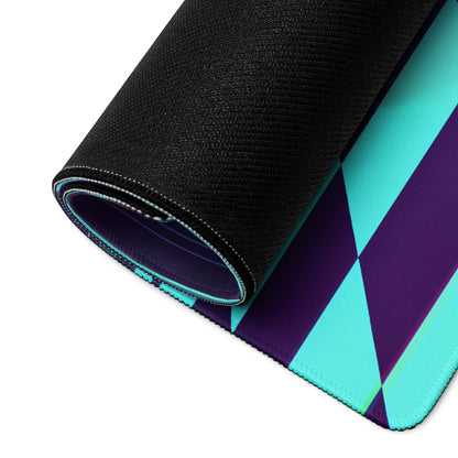 Porsche 911 GT3 R Inspired Bronze Vaporwave Gaming Mouse Pad – Neon Cyan Checkerboard Palace Desk Mat with Palm Trees and Retro Synthwave Sunset Art
