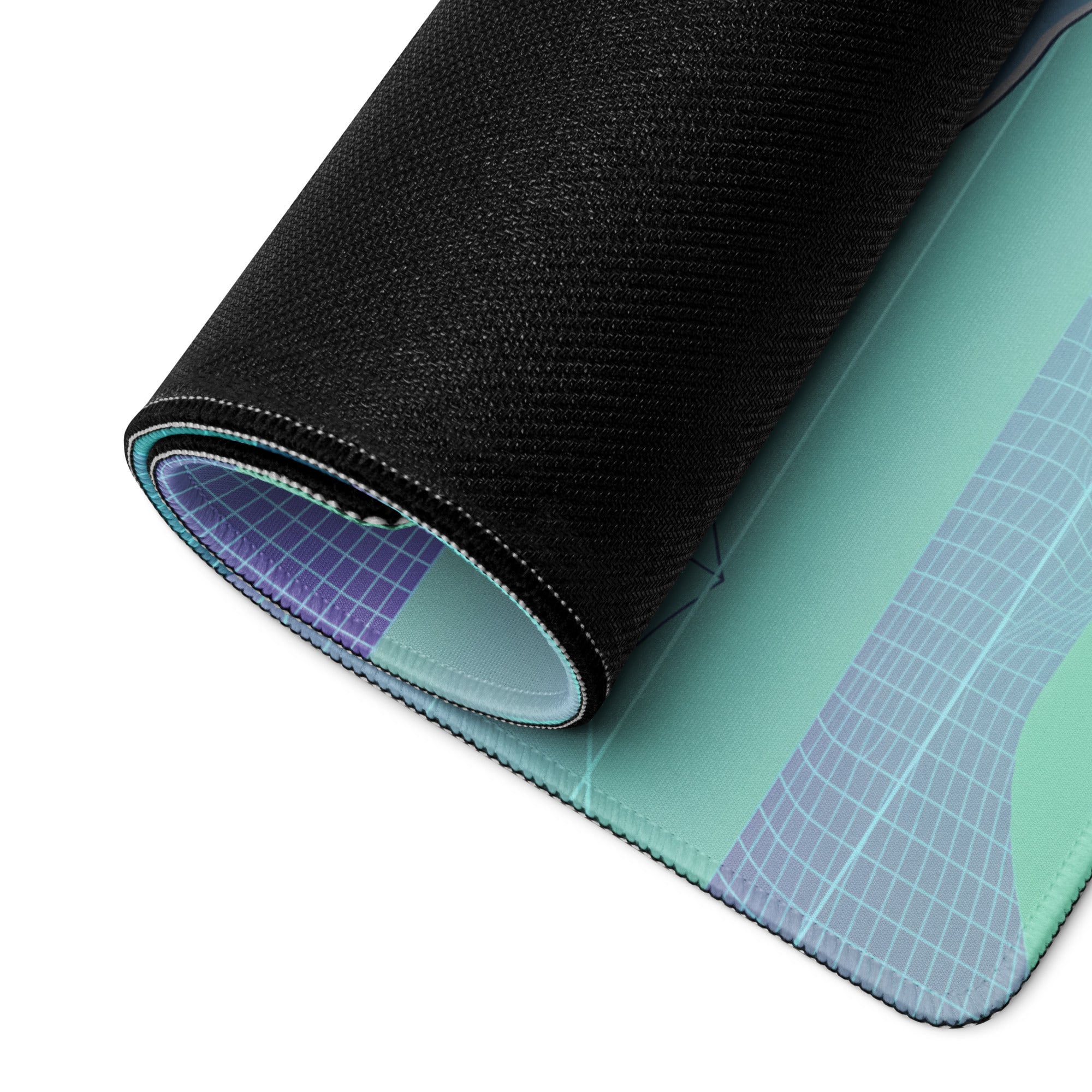 Mercedes-AMG ONE Inspired Silver Mint Vaporwave Gaming Mouse Pad – Pastel Futuristic City Desk Mat with Neon Grid, Sunset and Geometric Art
